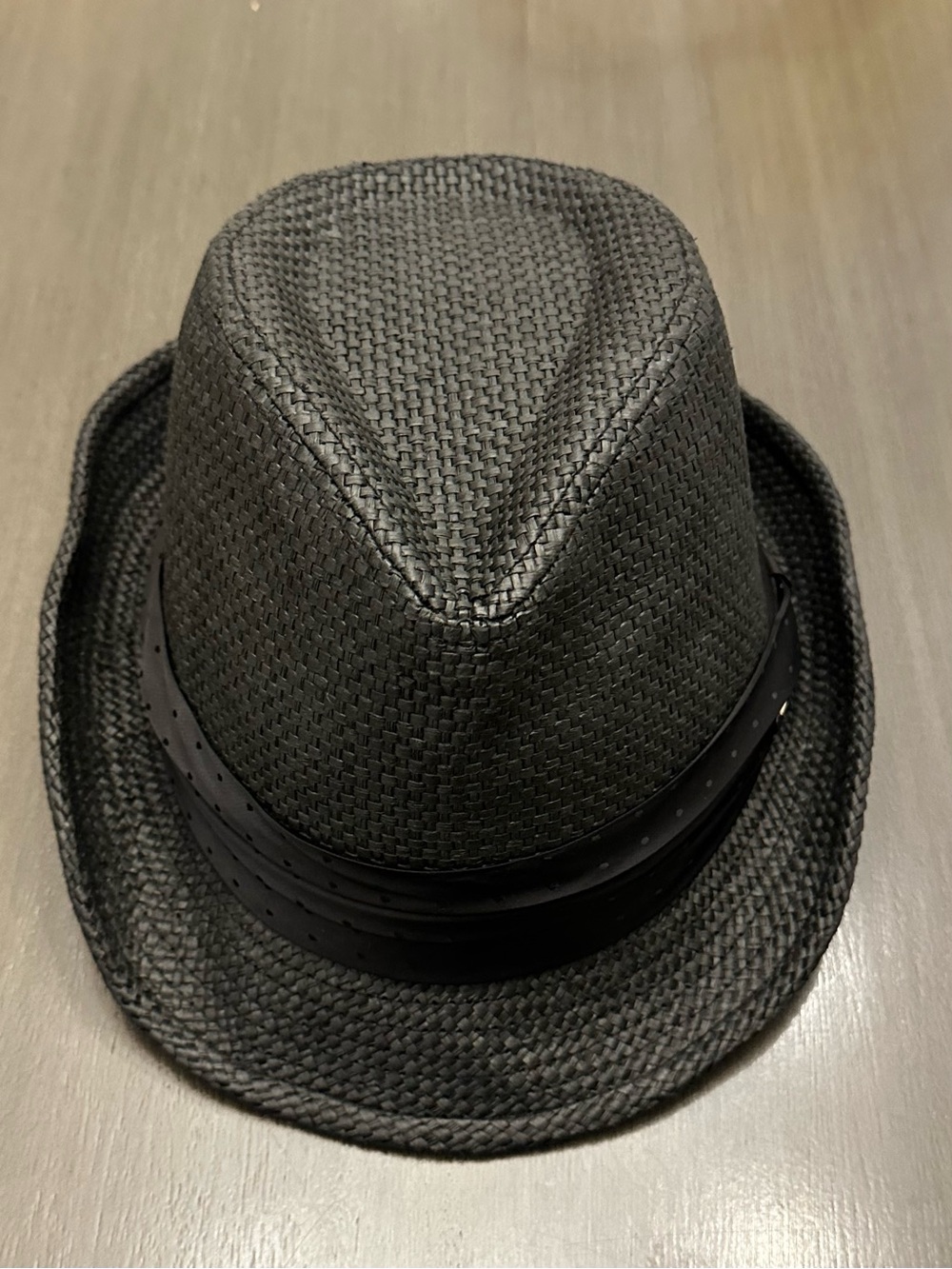 Peter Grimm Stoli Black Fedora Hat Paper Straw Trilby Rabbit Logo OS NWOT